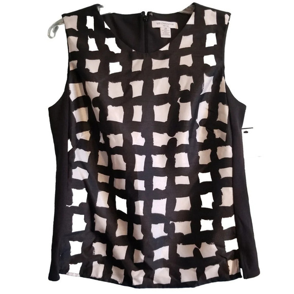 Liz Claiborne Shell Blouse Black White Womens Petite Medium Career Fall NWT - Picture 1 of 2